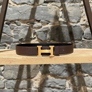 Hermès Reversible Black Brown Constance GHW Buckle Belt